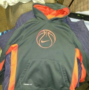 Orange and grey nike hoodie boys size small